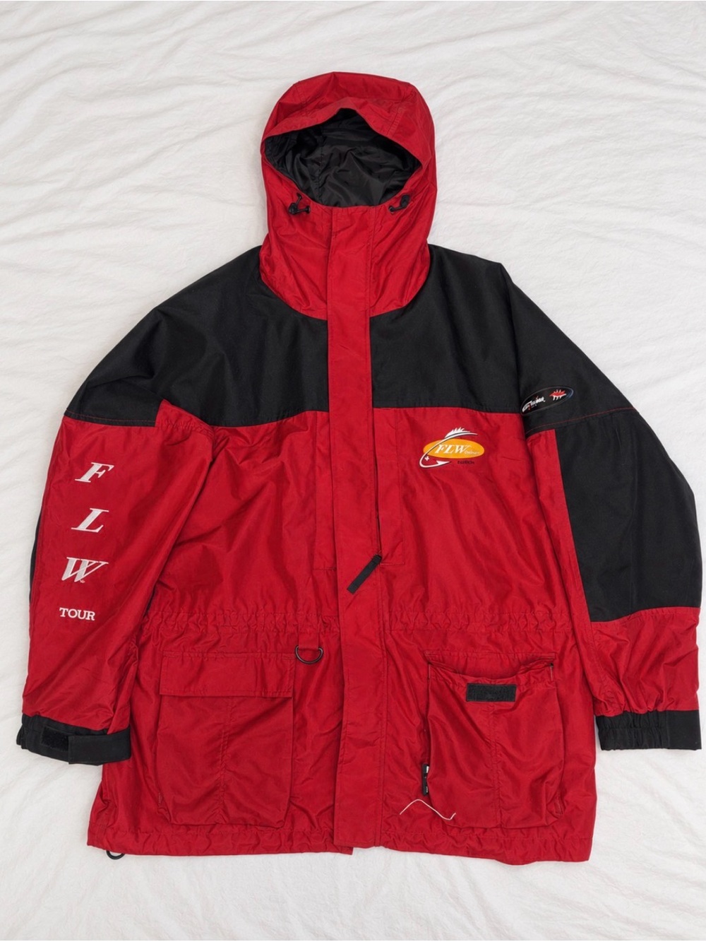 Stearns Dry Wear FLW Tour Fishing Rain Jacket Men’s Large Red Black Hooded 8860